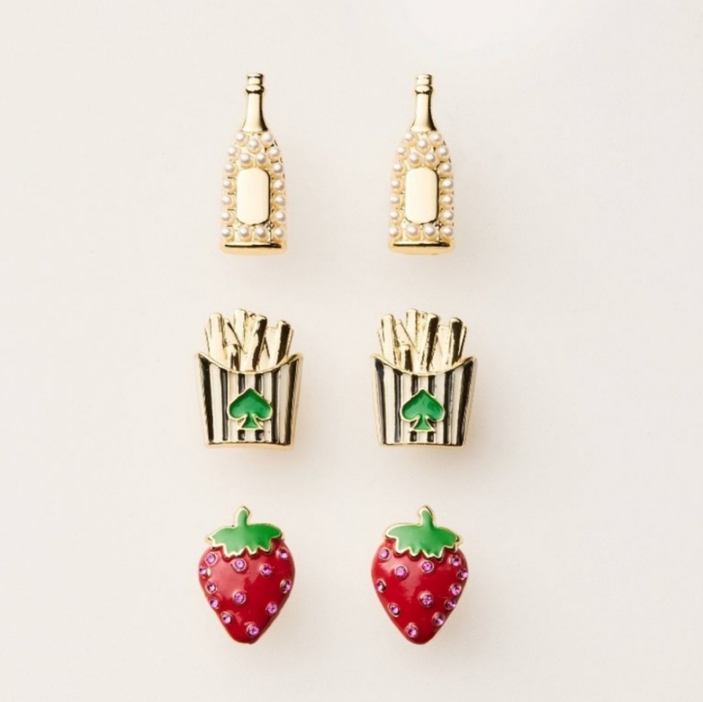 Kate Spade Fun Gold and Red Earring Set